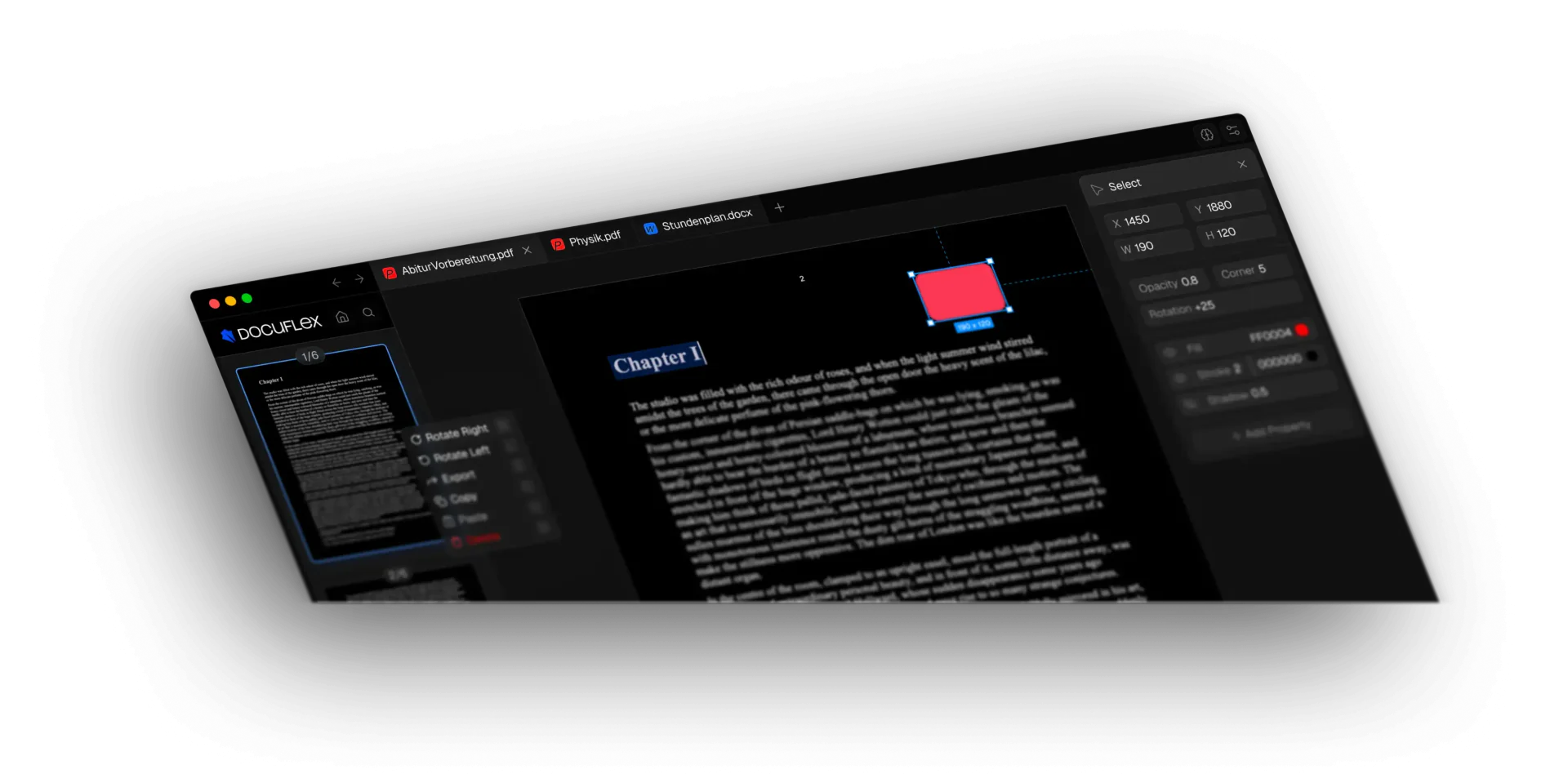 The Docuflex PDF editor editing text in a PDF document